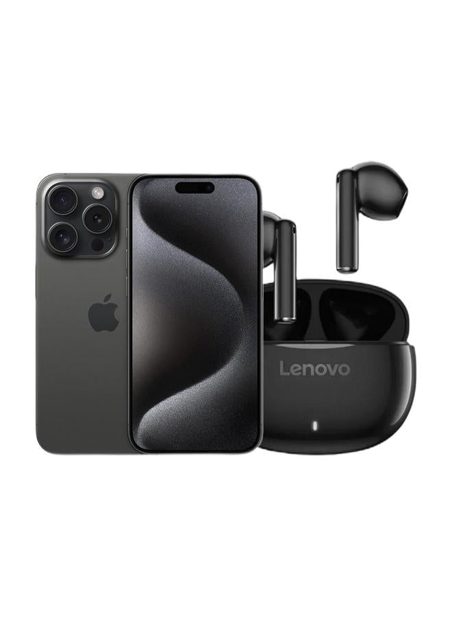 Apple Renewed - iPhone 15 Pro 128GB Black Titanium 5G With Facetime - International Version & Renewed - E310 True Wireless Stereo Earbuds, Bluetooth 5.3, 13mm Drivers, AI Call Noise Reduction, 20 Hours Playtime, USB-C Charging, Lightweight - Black , with 1-Year Replacement Warranty Bundle - Image 1